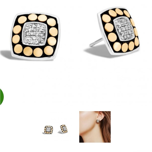 John Hardy Black and Gold Stud Earrings Dot Collection with...